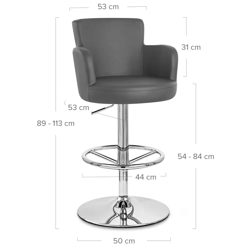 Chaise de Bar Faux Cuir Chrome - Château Gris