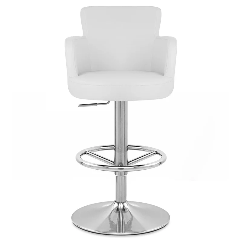 Chaise de Bar Faux Cuir Chrome Brossé - Château Blanc