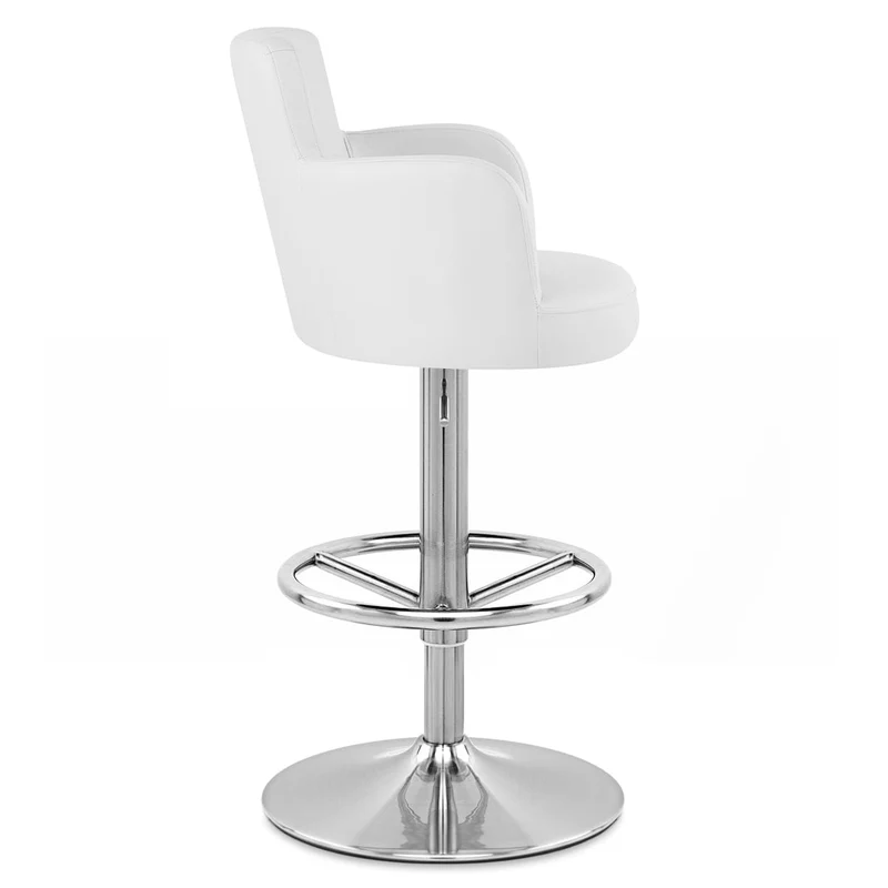 Chaise de Bar Faux Cuir Chrome Brossé - Château Blanc