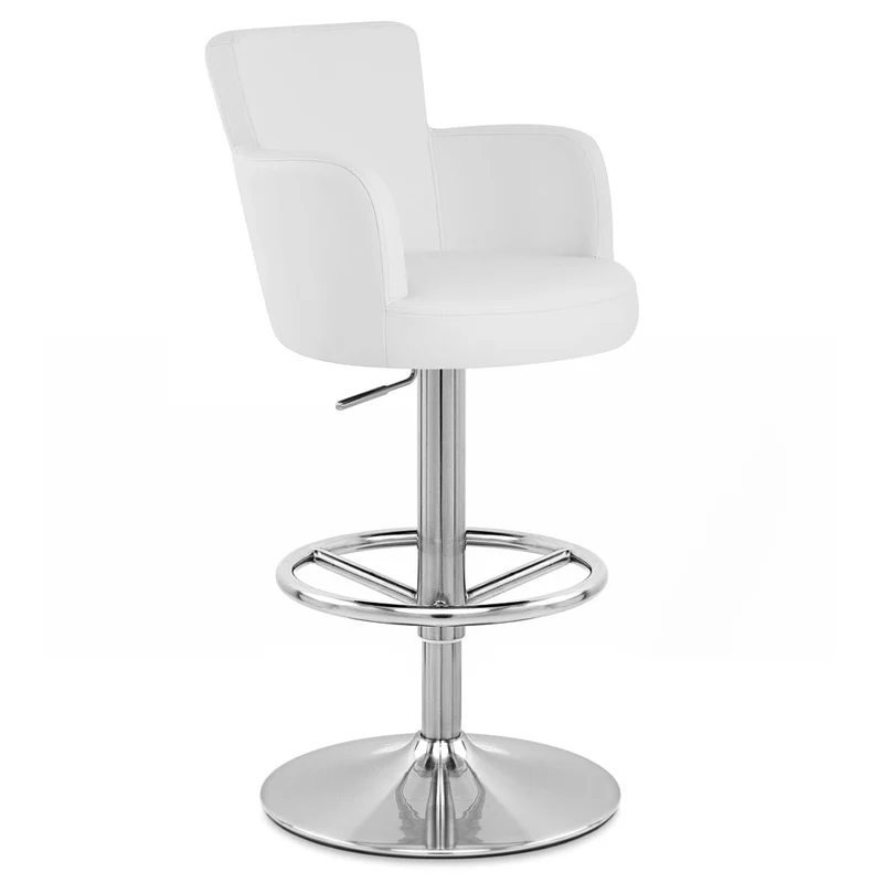 Chaise de Bar Faux Cuir Chrome Brossé - Château Blanc
