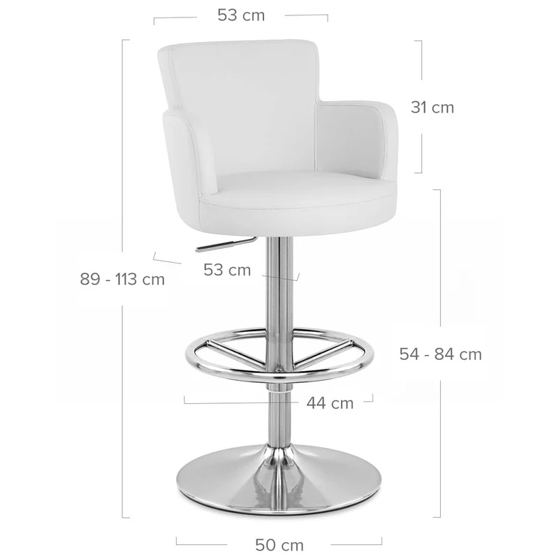 Chaise de Bar Faux Cuir Chrome Brossé - Château Blanc