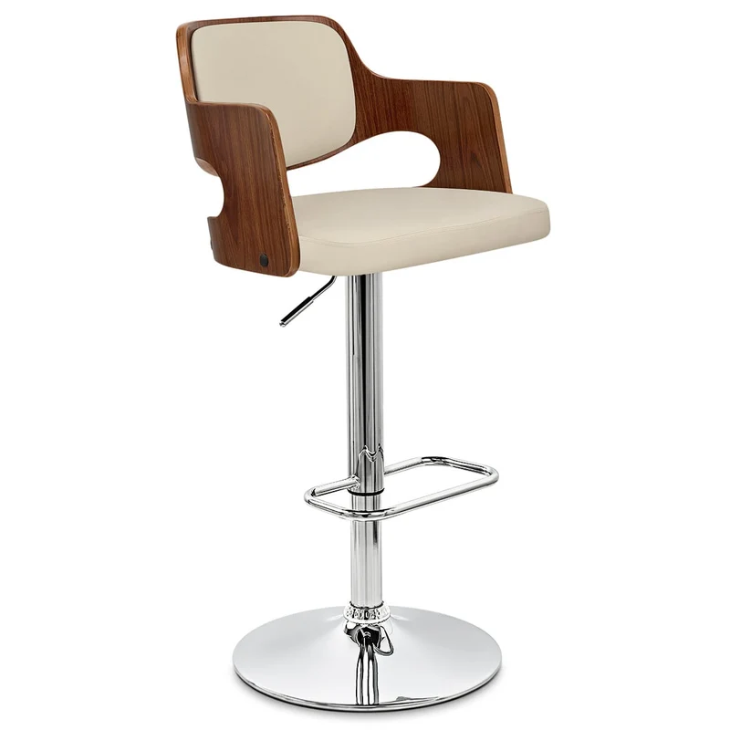 Chaise de Bar Bois Chrome - Amazon Crème
