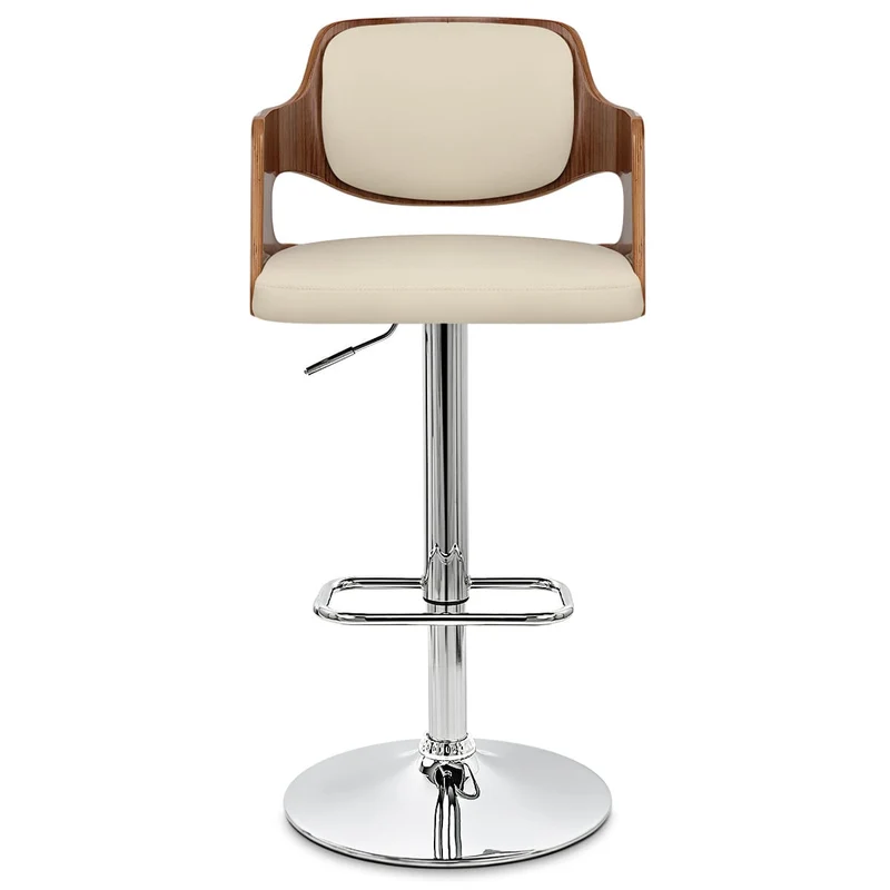 Chaise de Bar Bois Chrome - Amazon Crème