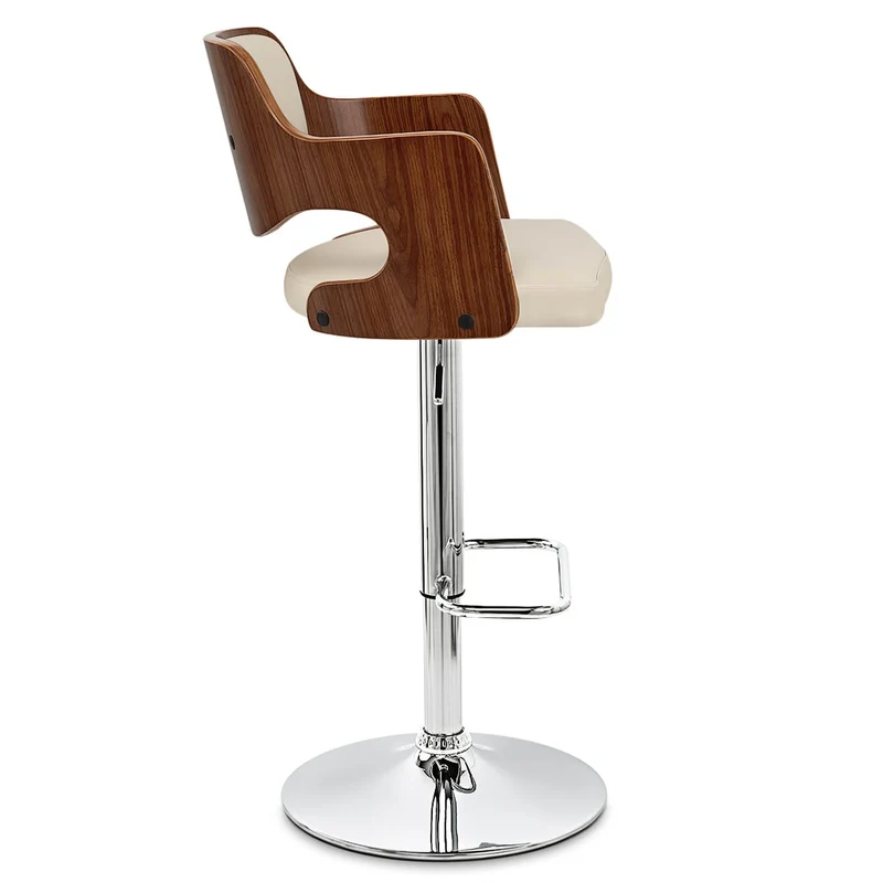 Chaise de Bar Bois Chrome - Amazon Crème