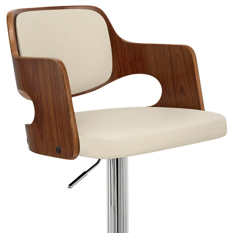 Chaise de Bar Bois Chrome - Amazon Crème