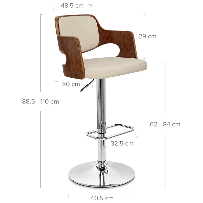 Chaise de Bar Bois Chrome - Amazon Crème