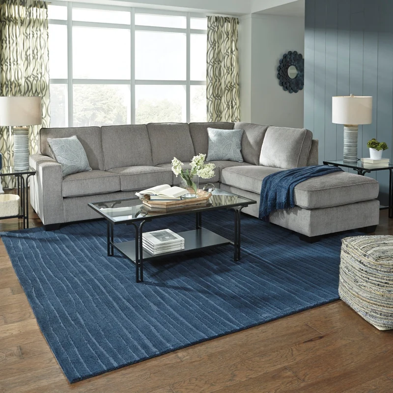 Sofa-lit en tissu gris pâle avec chaise longue et matelas en mousse mémoire - Altari