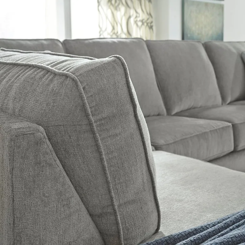 Sofa-lit en tissu gris pâle avec chaise longue et matelas en mousse mémoire - Altari