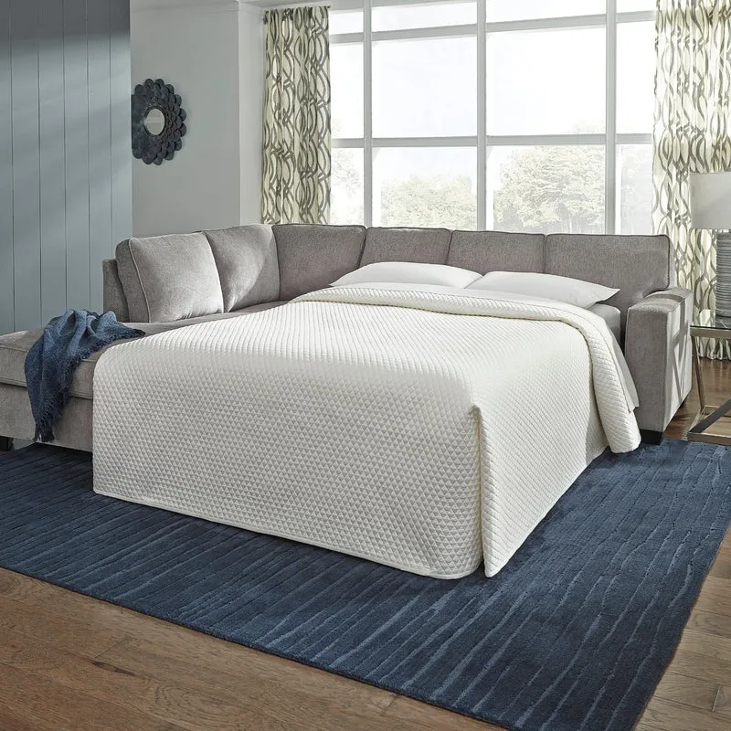 Sofa-lit en tissu gris pâle avec chaise longue et matelas en mousse mémoire - Altari