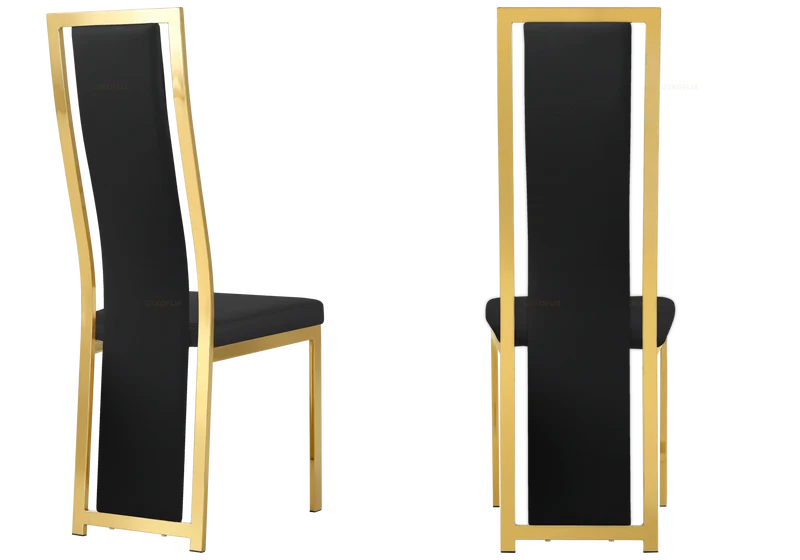 Chaise dorée simili noir moderne - Dia x6