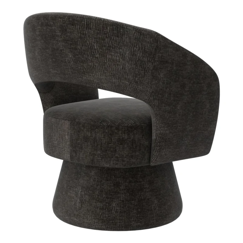 Chaise d'appoint pivotante en tissu chenille texturé - Santo
