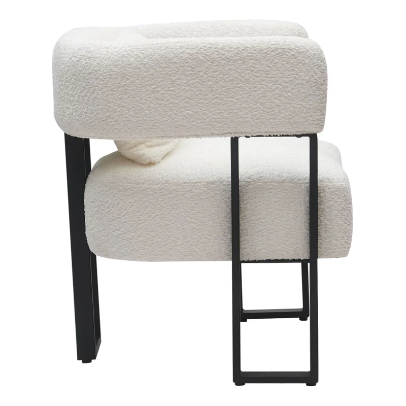 Chaise d'appoint en tissu bouclé et métal noir - Scarlet