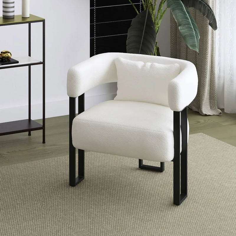 Chaise d'appoint en tissu bouclé et métal noir - Scarlet