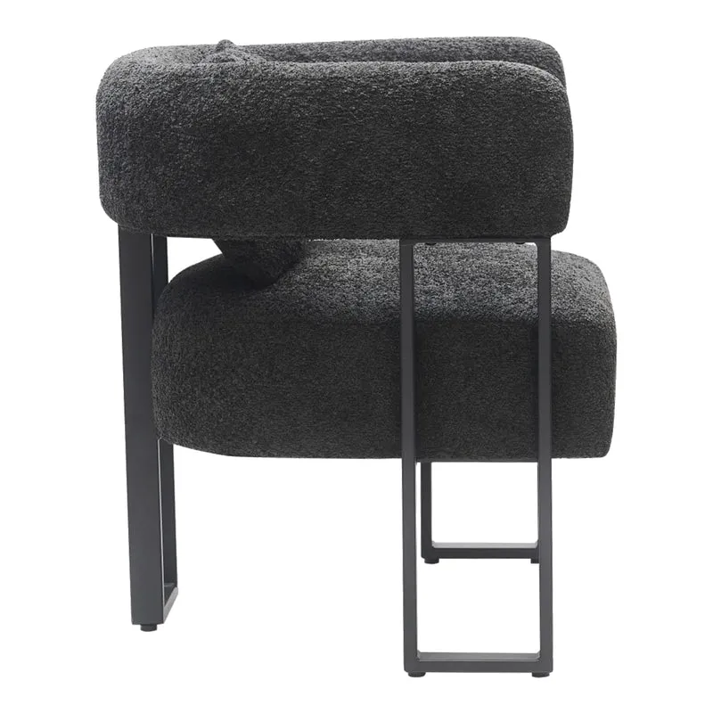Chaise d'appoint en tissu bouclé et métal noir - Scarlet