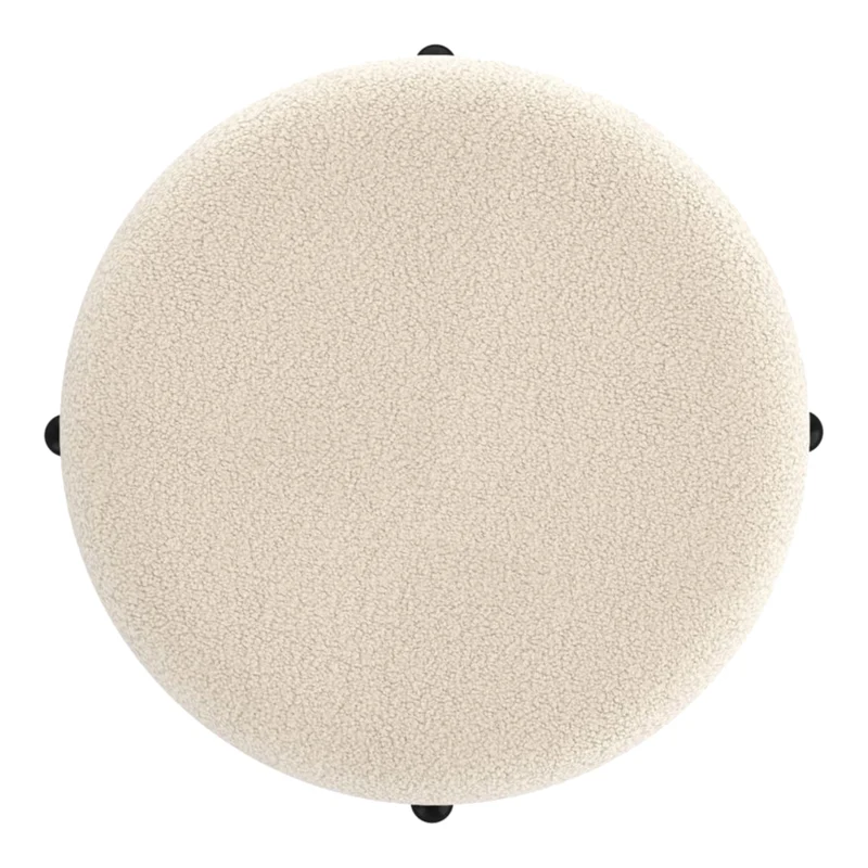 Pouf de rangement en tissu bouclé et métal noir - Castor