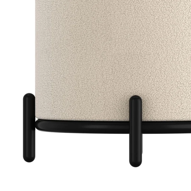 Pouf de rangement en tissu bouclé et métal noir - Castor