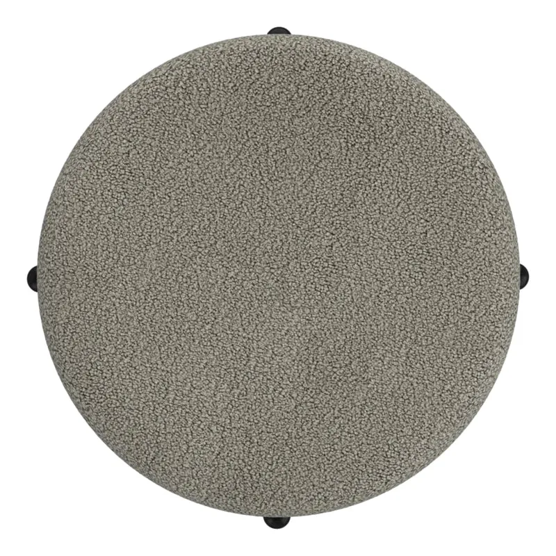 Pouf de rangement en tissu bouclé et métal noir - Castor