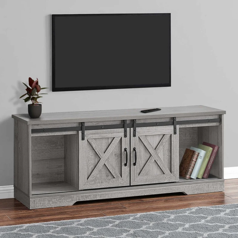 Meuble de télévision en stratifié faux bois à 2 portes coulissantes - I 2746-2747-2748