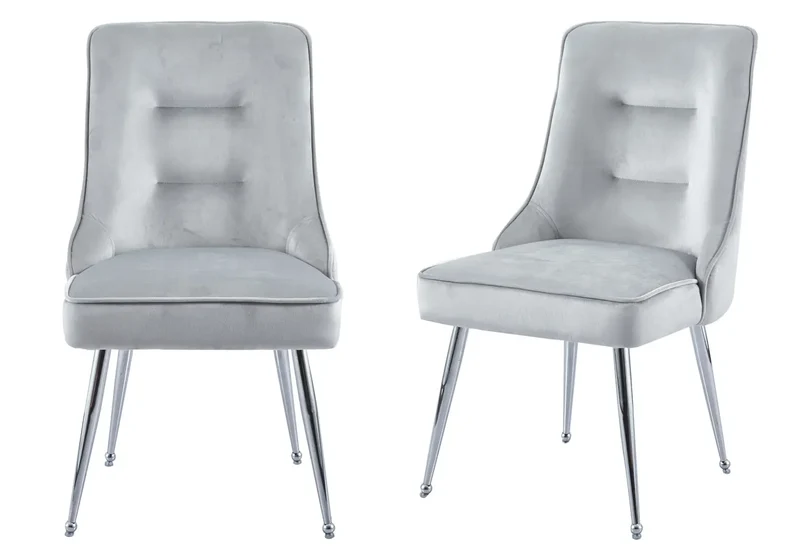Chaise velours gris fermeture éclair argentée - Zip x2