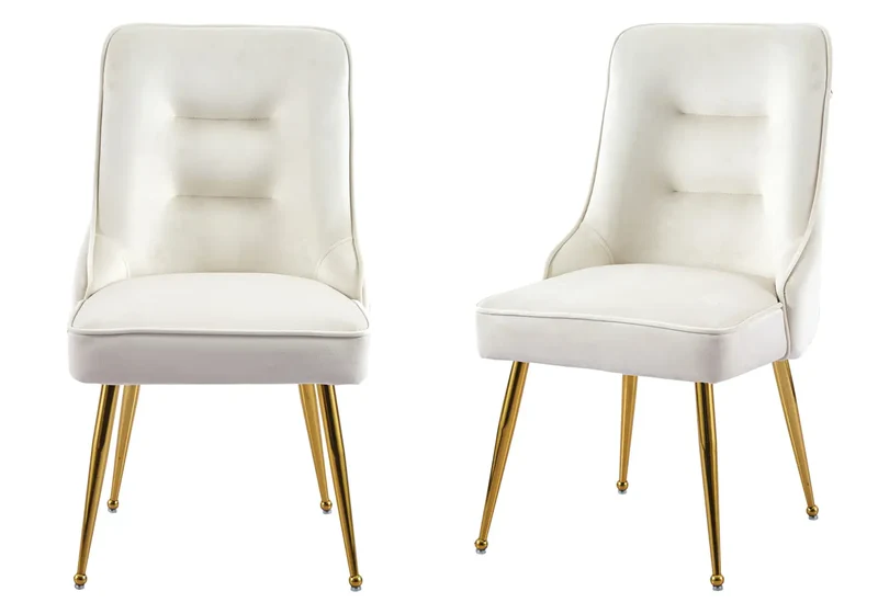 Chaise velours beige fermeture éclair dorée - Zip x2