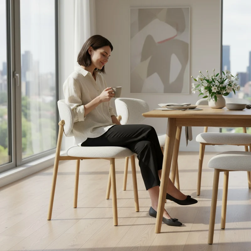 Chaise repas tissu écru