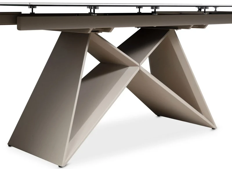 Table à manger extensible plateau céramique blanc 10 personnes 160-240 cm GABRIEL