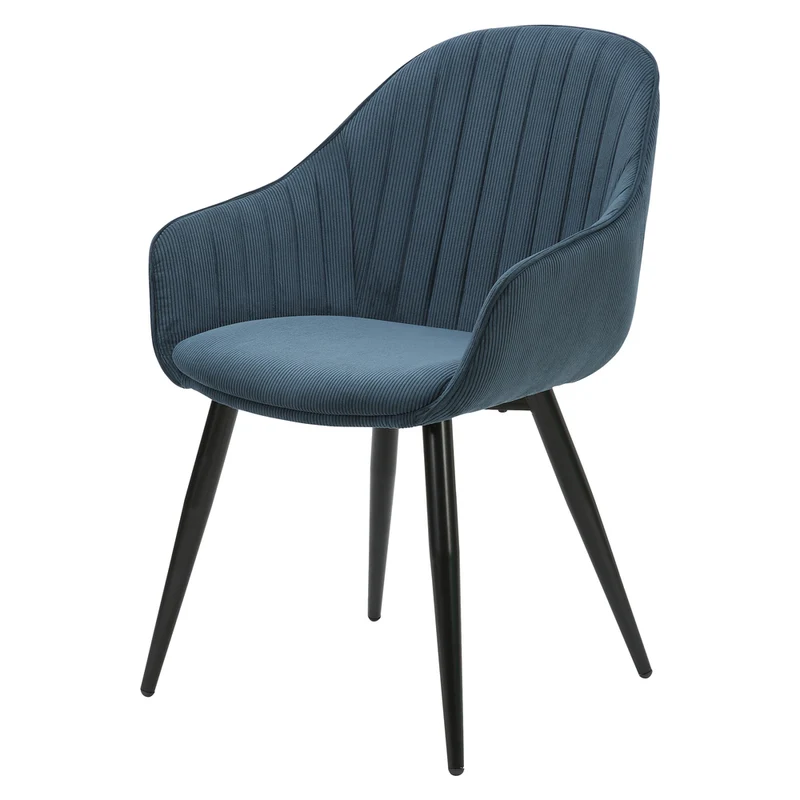 Fauteuil en velours côtelé bleu figuerolles