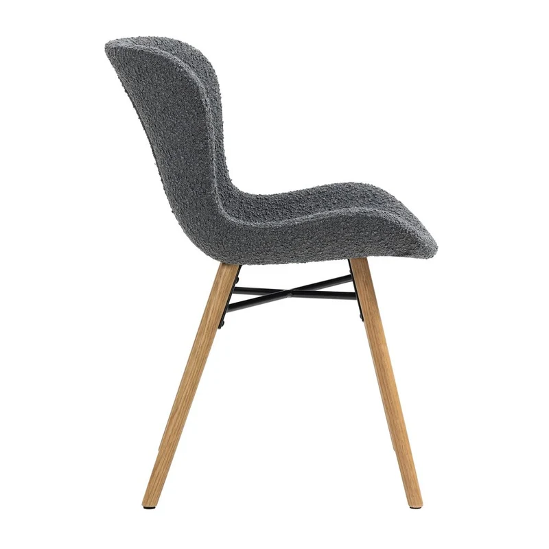 Chaise repas effet bouclette gris foncé