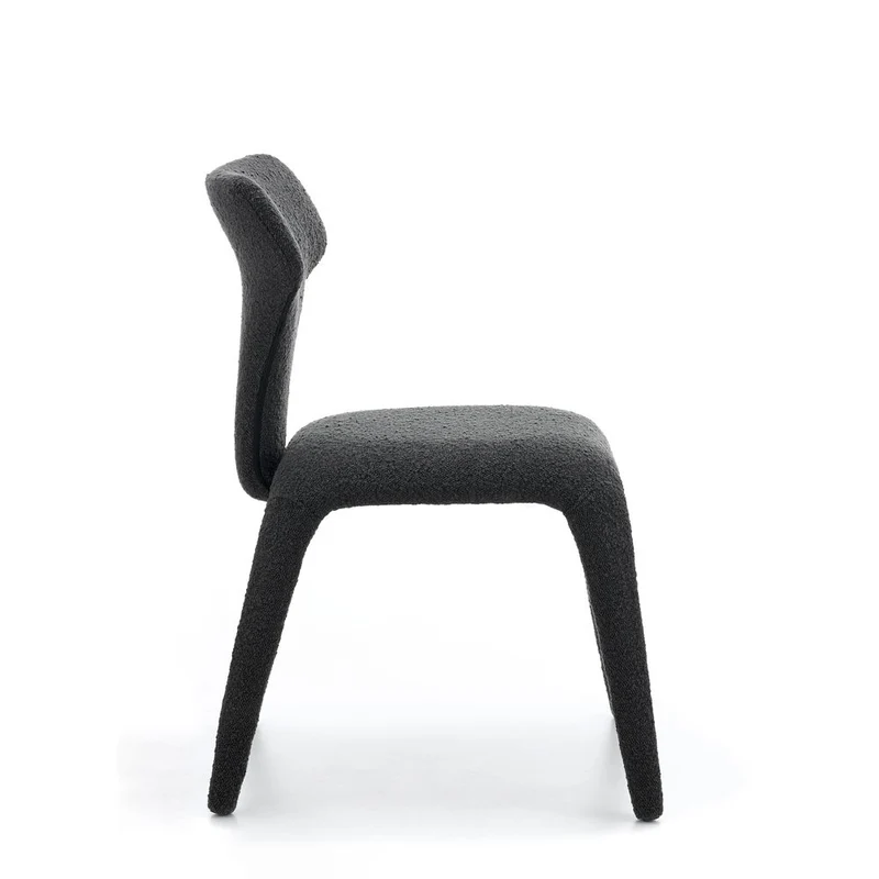 Chaise repas full bouclette rase gris foncé