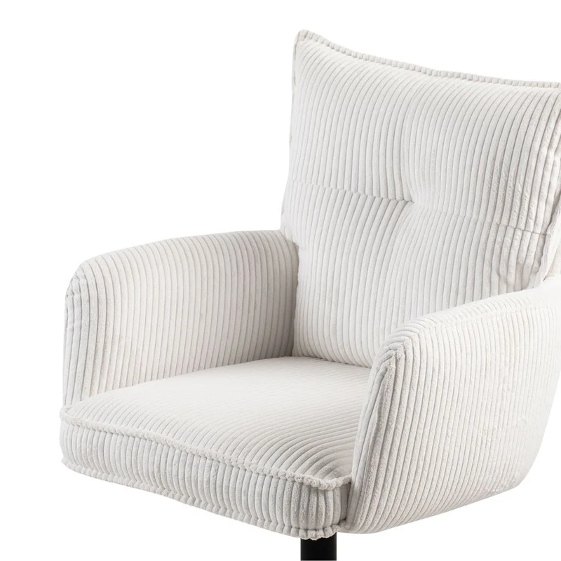 Chaise de bureau velours côtelé blanc