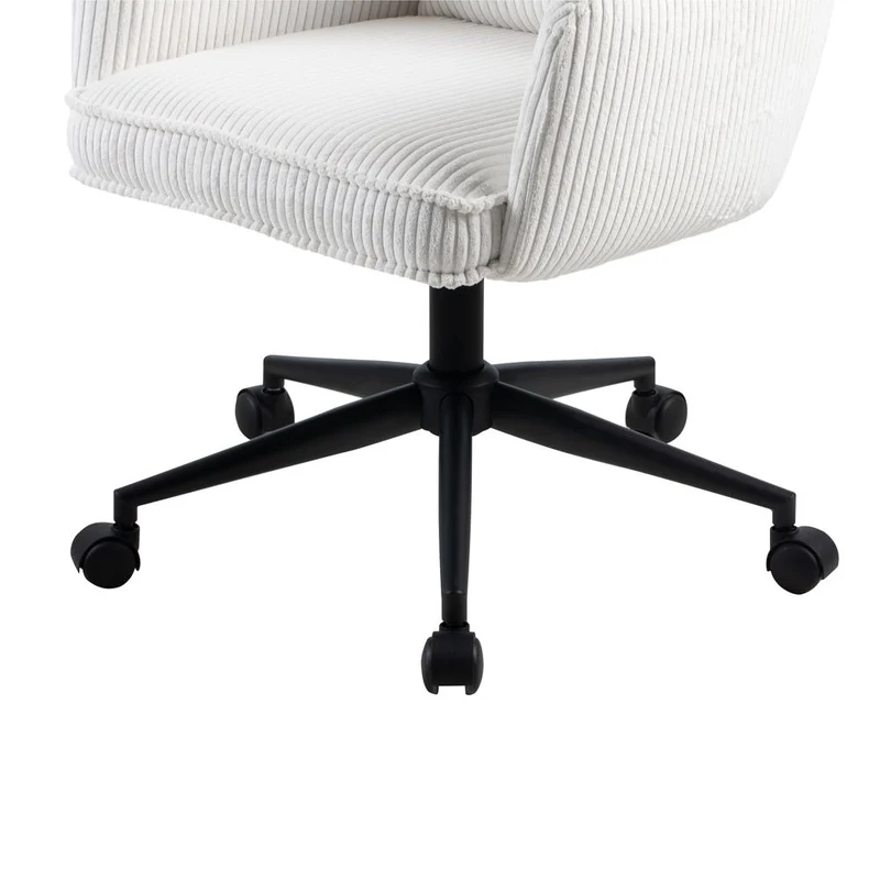 Chaise de bureau velours côtelé blanc
