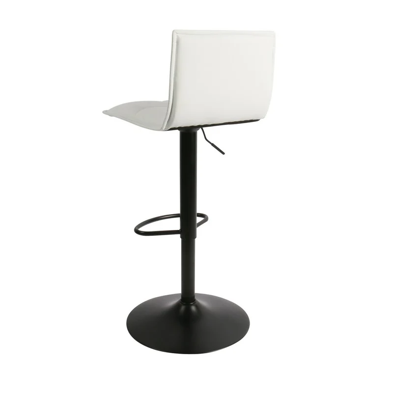 Chaise snack PU blanc et pied piston noir