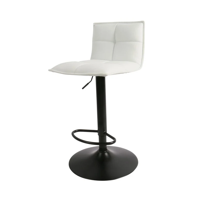 Chaise snack PU blanc et pied piston noir