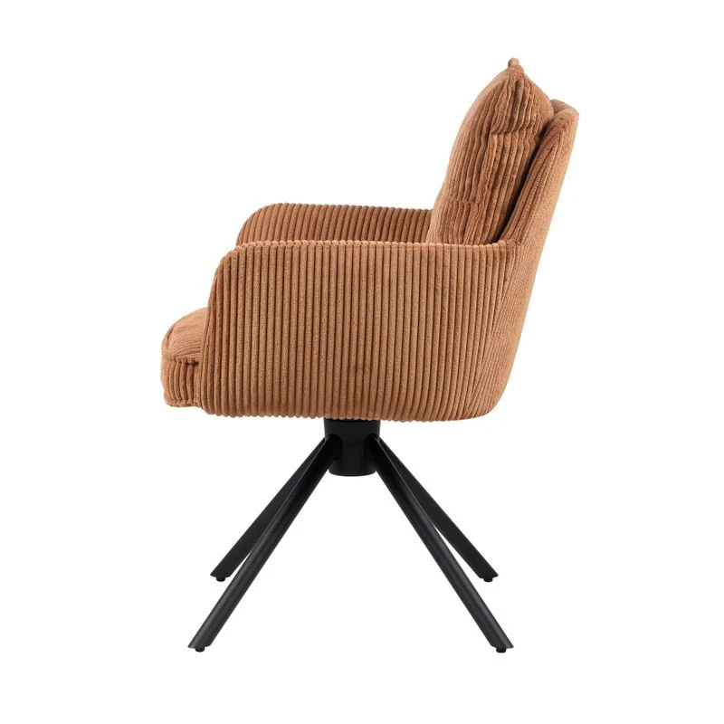 Chaise repas velours côtelé caramel