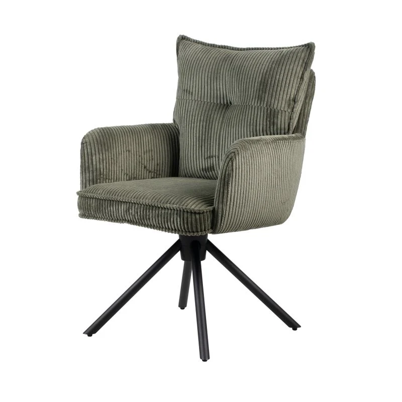 Chaise repas velours côtelé vert