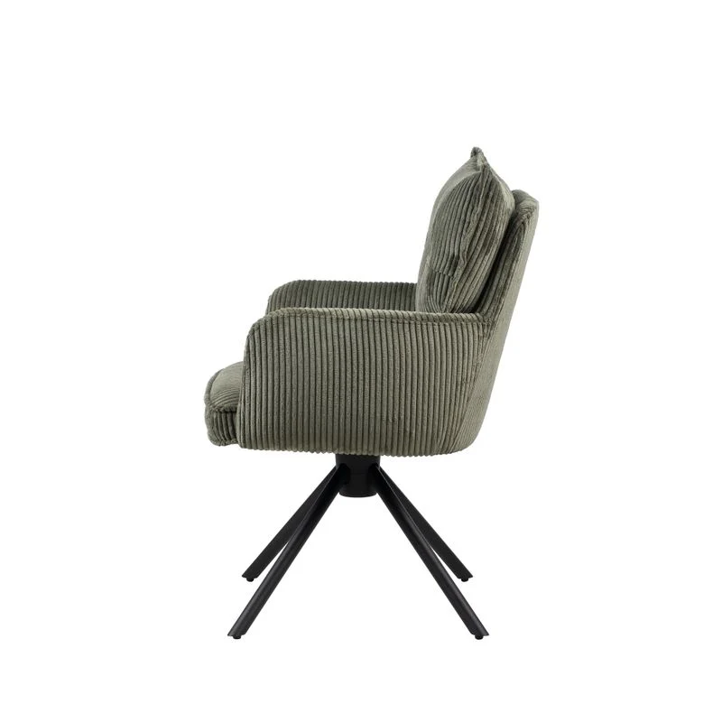 Chaise repas velours côtelé vert
