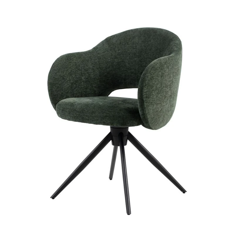 Chaise pivotante tissu vert foncé