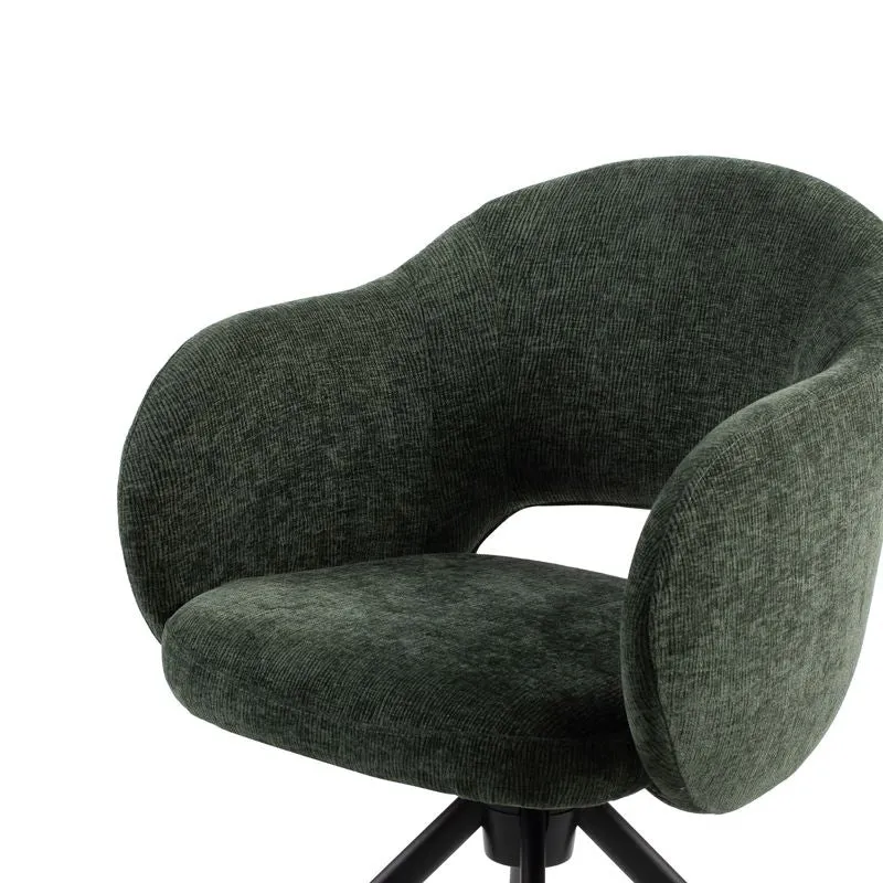 Chaise pivotante tissu vert foncé
