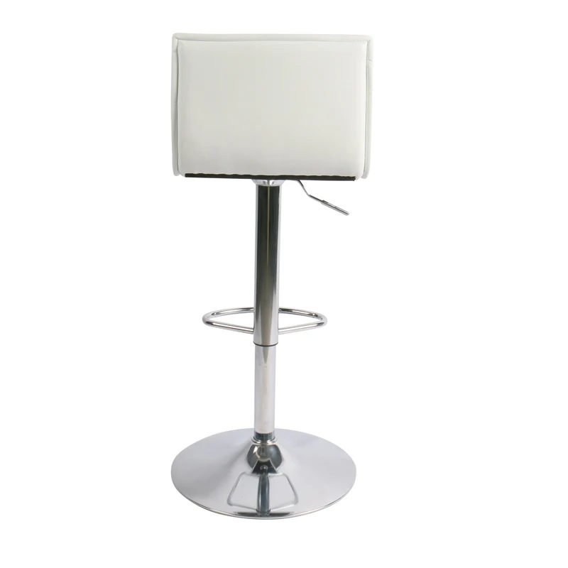 Chaise snack PU blanc et pied piston chromé