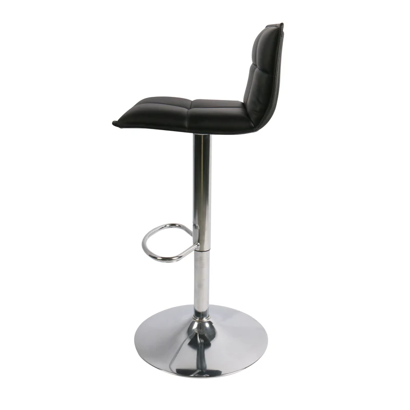 Chaise snack PU noir et pied piston chromé