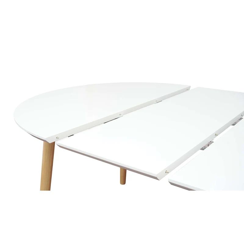 Table repas 100-180 cm blanc avec 2 allonges