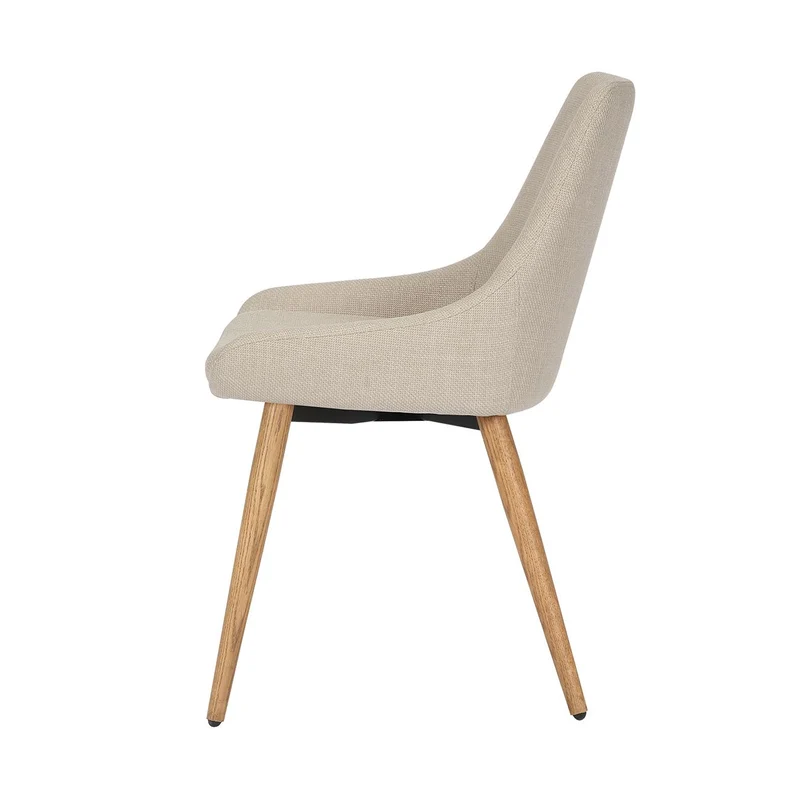 Chaise repas en tissu crème pied chêne