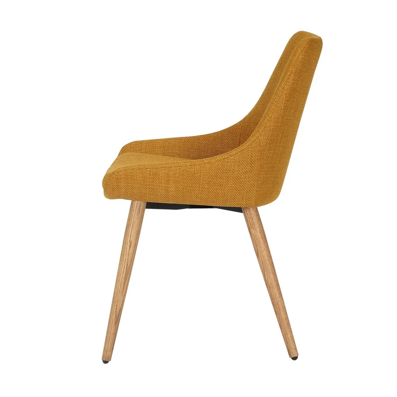 Chaise repas en tissu ocre pied chêne