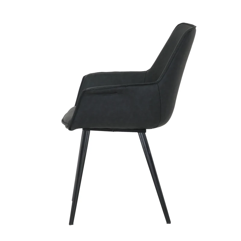 Fauteuil repas PU noir mat